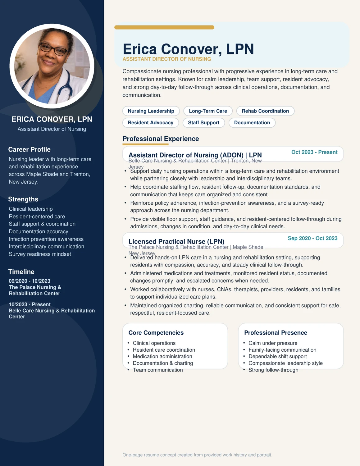 Preview of Erica Conover’s one-page résumé.